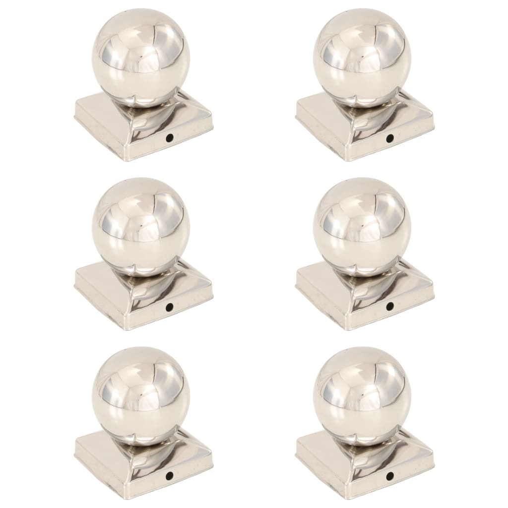 Capuchons de poteaux 6 pcs boule 91x91 mm métal galvanisé