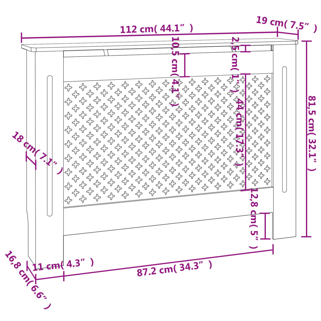 Radiatorombouw 205 cm MDF grijs