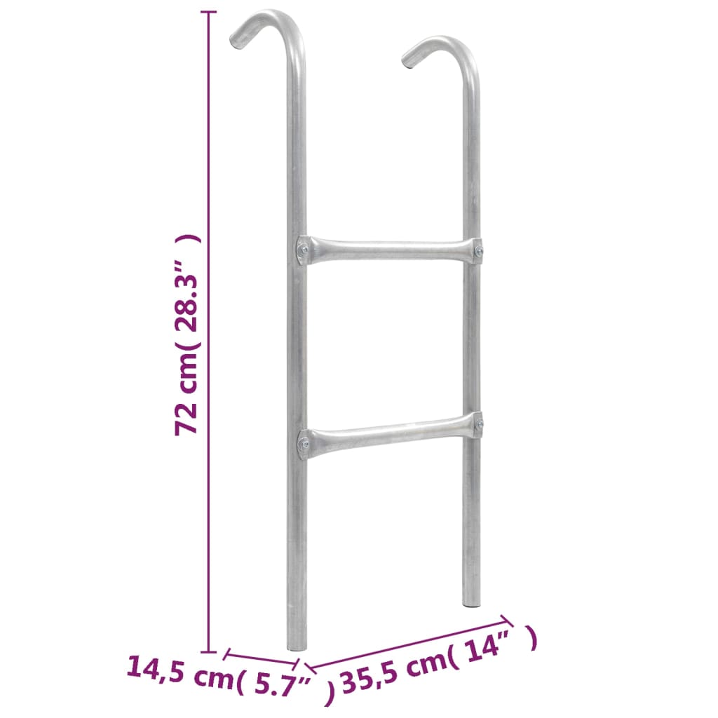 Trampolineladder met 2 sporten 102,6 cm staal zilverkleurig