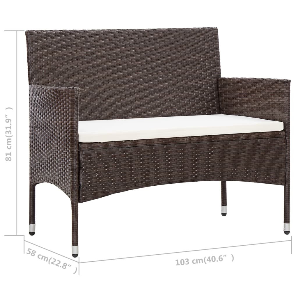 4-delige Loungeset met kussens poly rattan