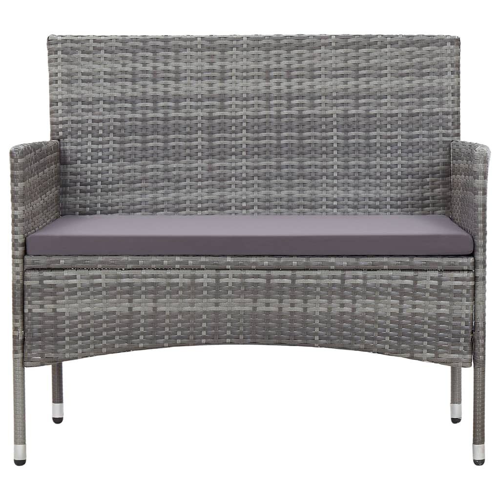 4-delige Loungeset met kussens poly rattan