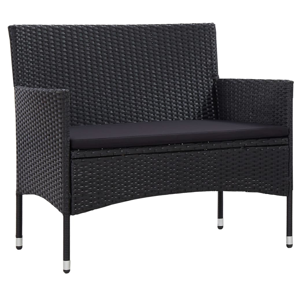 4-delige Loungeset met kussens poly rattan