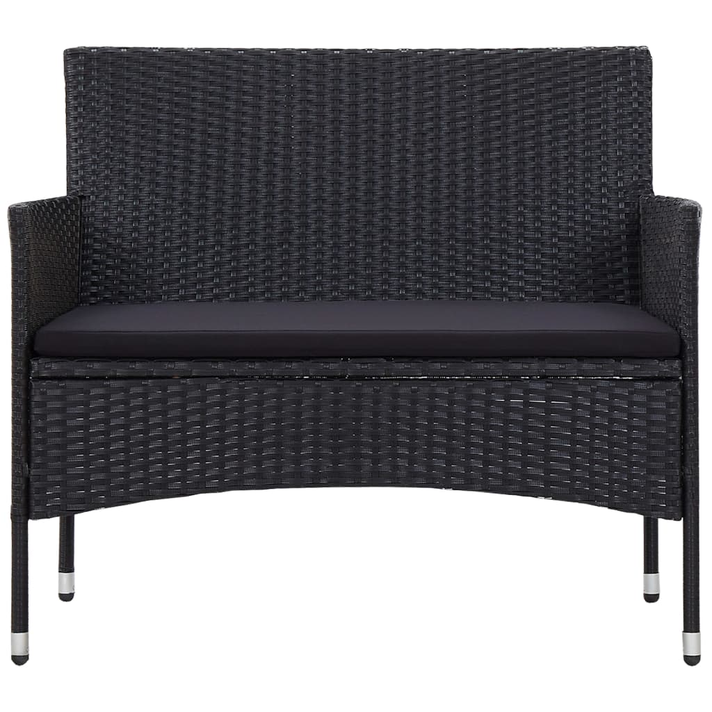 4-delige Loungeset met kussens poly rattan