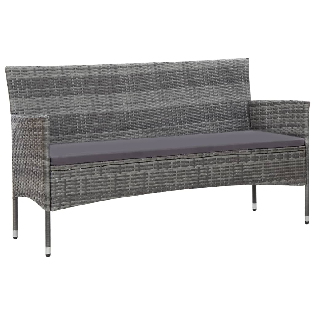 4-delige Loungeset met kussens poly rattan