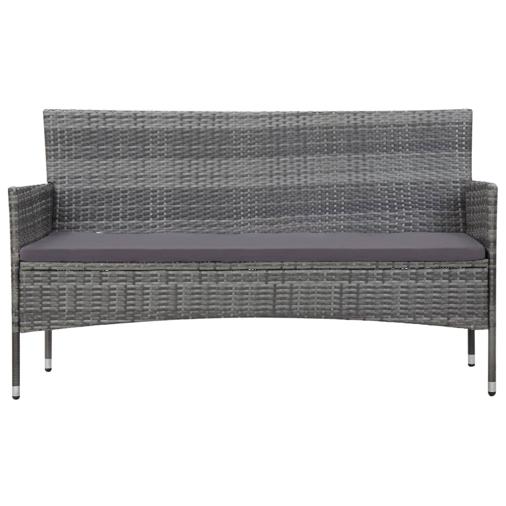 4-delige Loungeset met kussens poly rattan