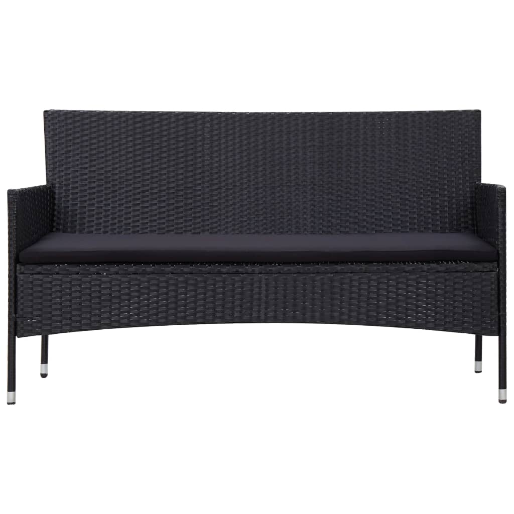 4-delige Loungeset met kussens poly rattan