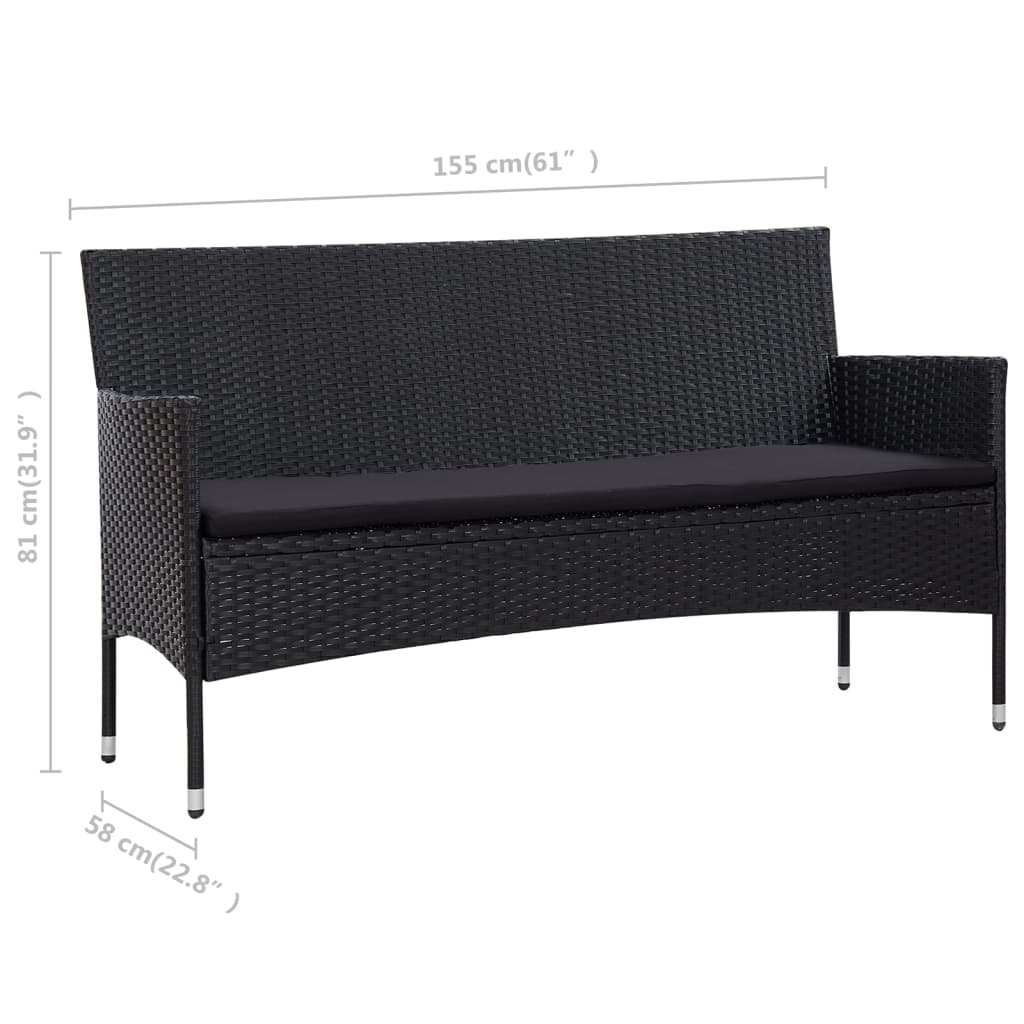 4-delige Loungeset met kussens poly rattan