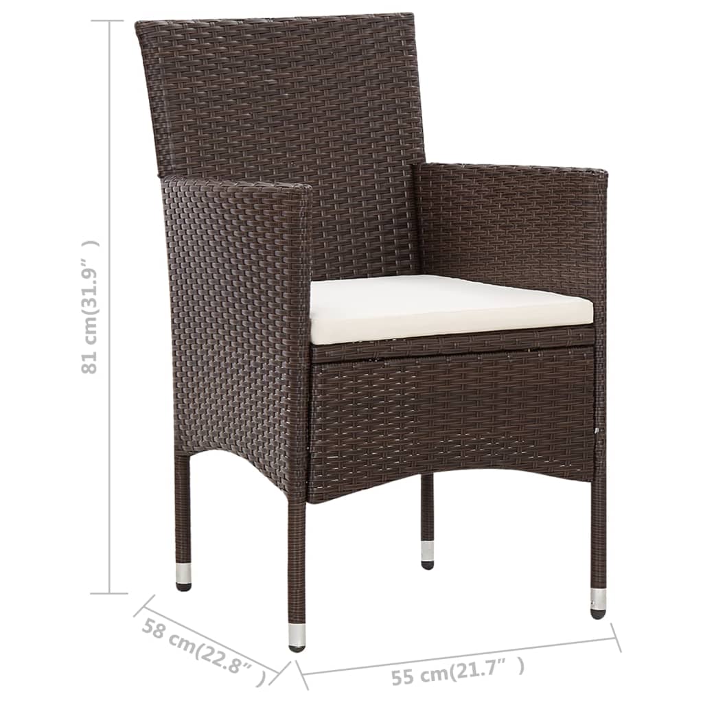 5-delige Loungeset met kussens poly rattan