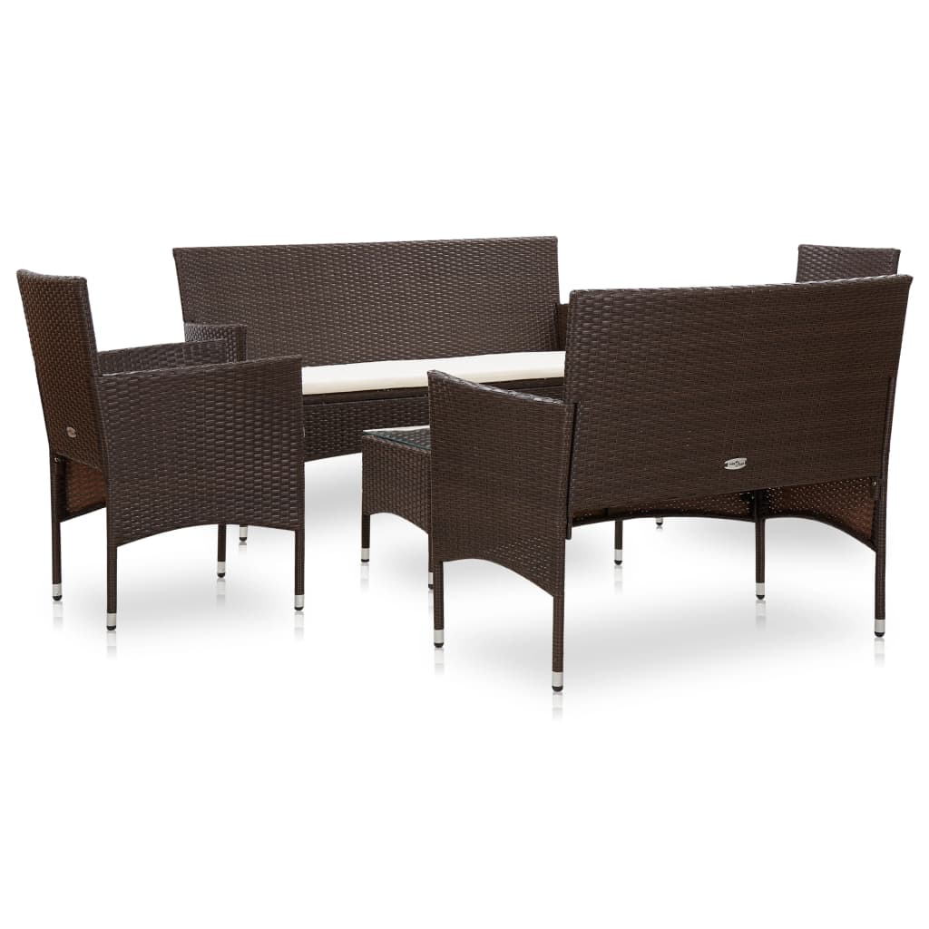 5-delige Loungeset met kussens poly rattan