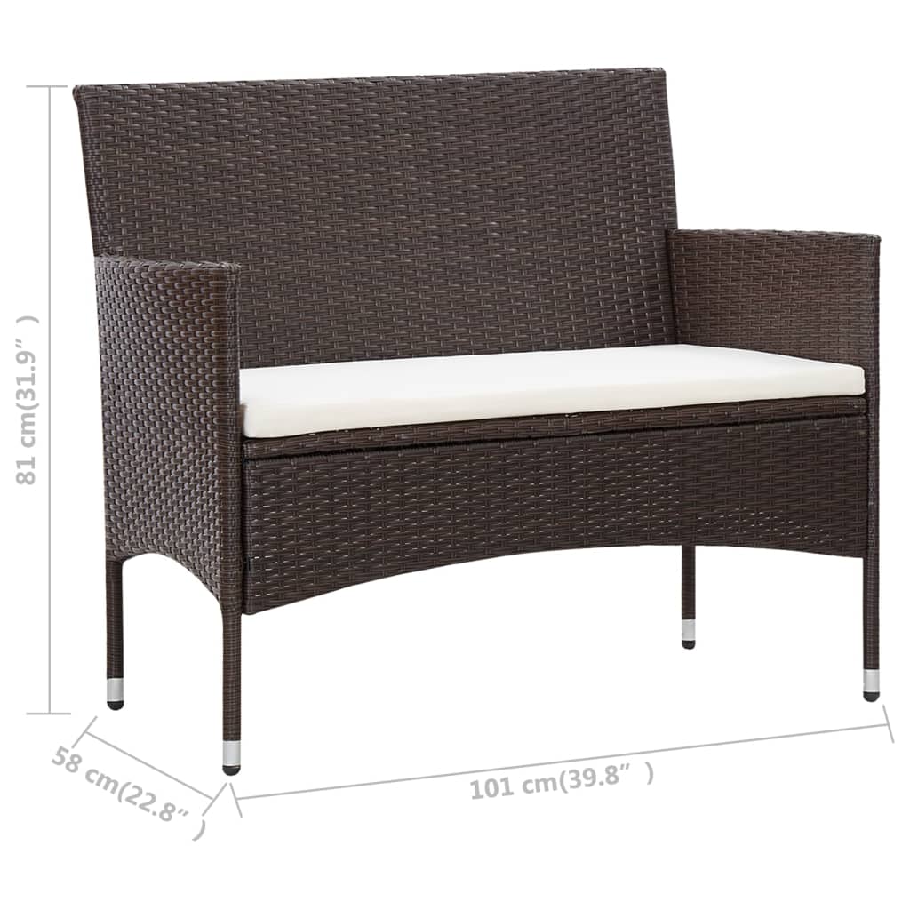 5-delige Loungeset met kussens poly rattan