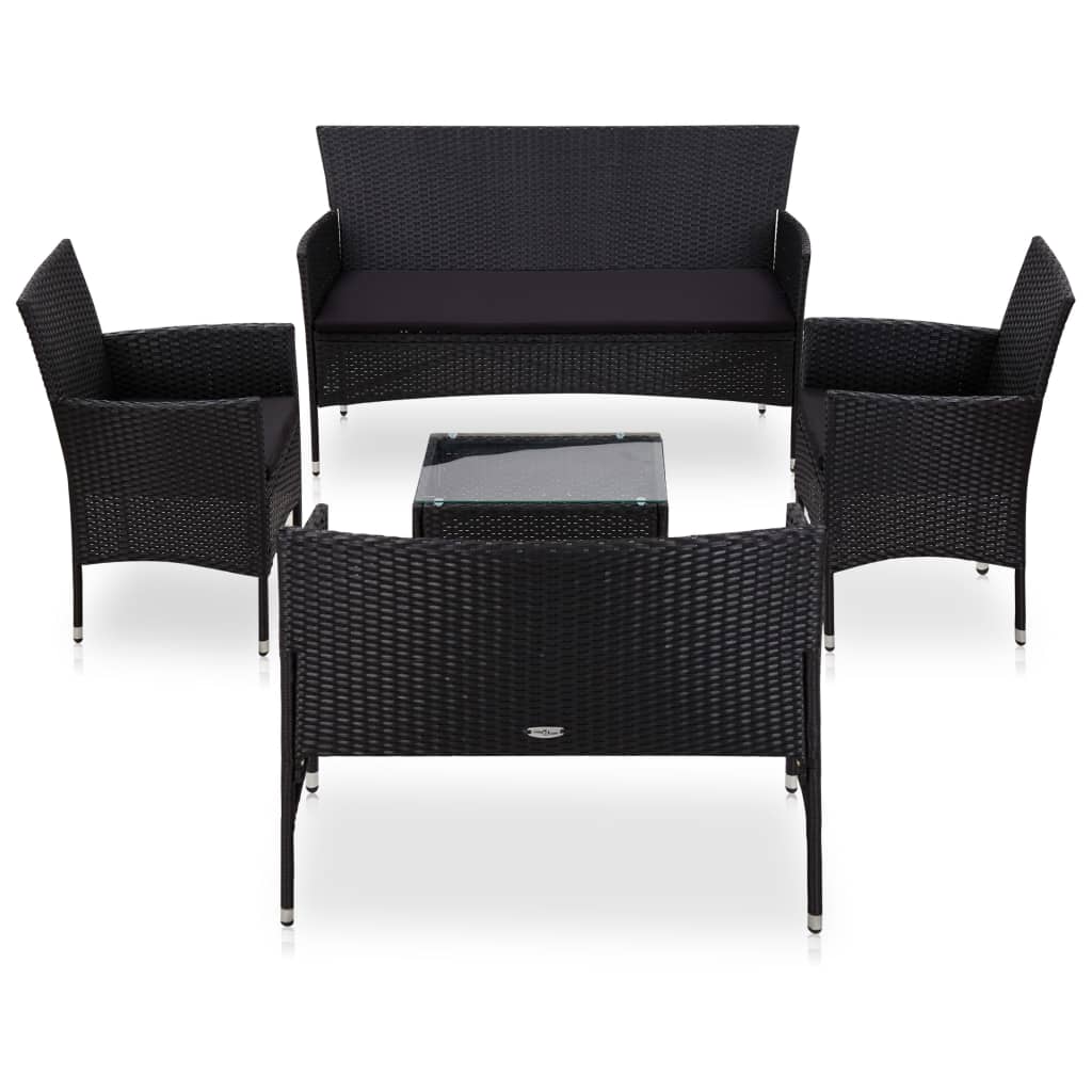 5-delige Loungeset met kussens poly rattan