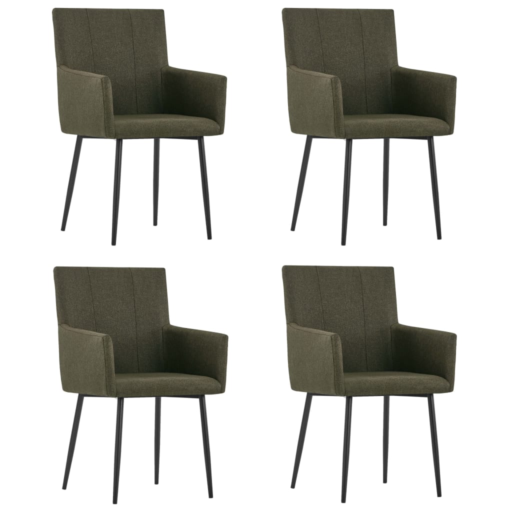 Chaises de salle à manger 4 pcs avec accoudoirs en tissu