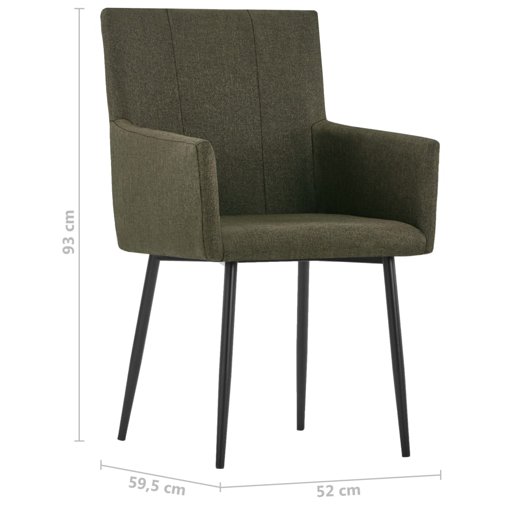 Chaises de salle à manger 4 pcs avec accoudoirs en tissu