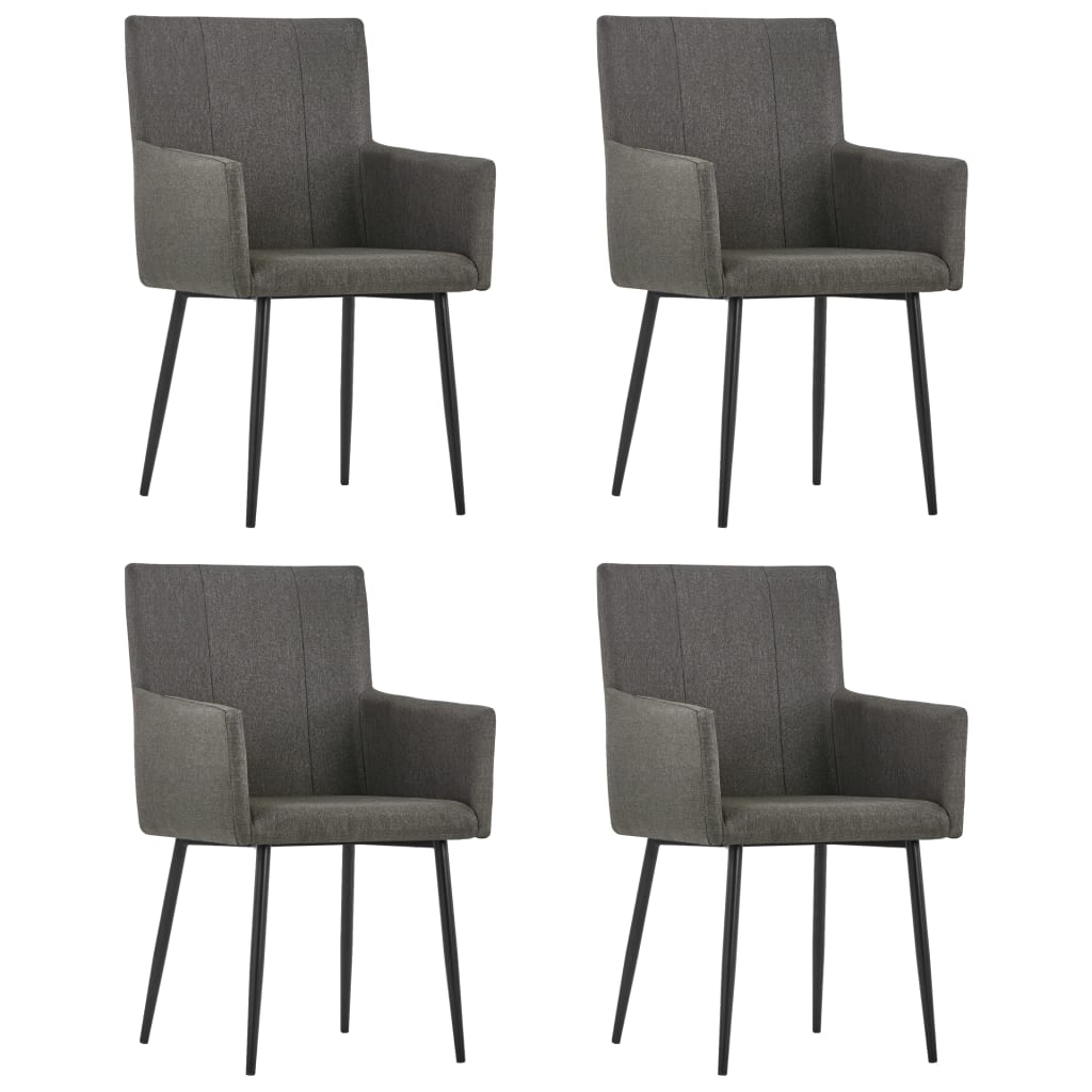 Chaises de salle à manger 4 pcs avec accoudoirs en tissu