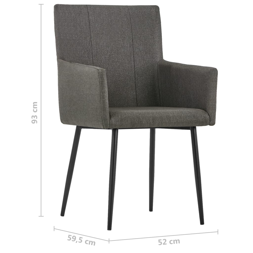 Chaises de salle à manger 4 pcs avec accoudoirs en tissu