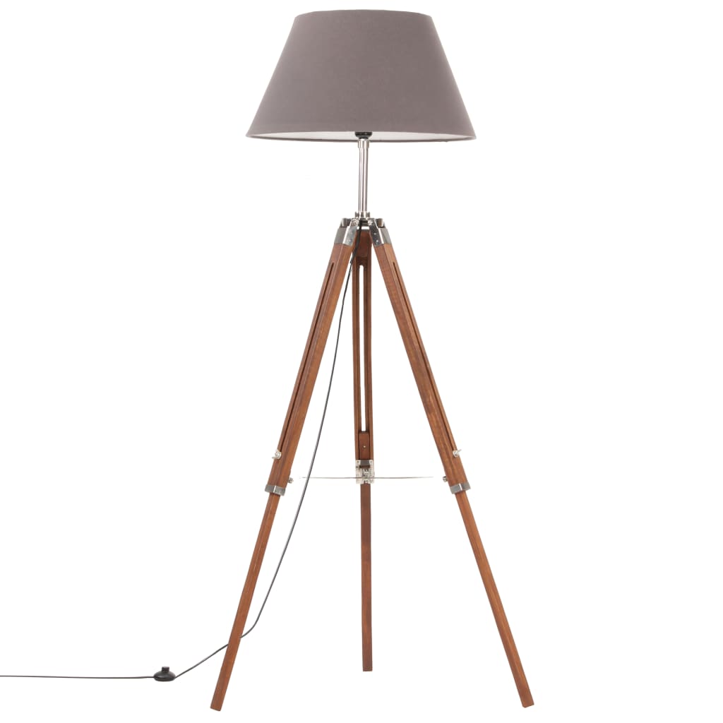 Vloerlamp driepoot 141 cm massief teakhout honingbruin