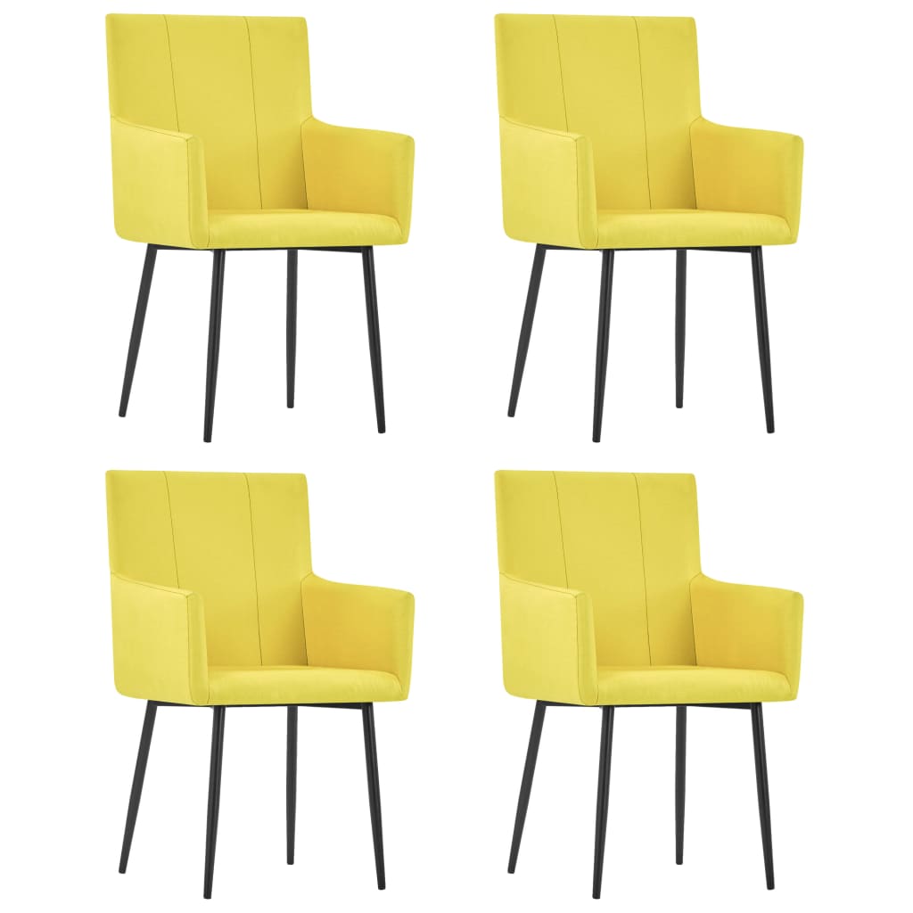 Chaises de salle à manger 4 pcs avec accoudoirs en tissu