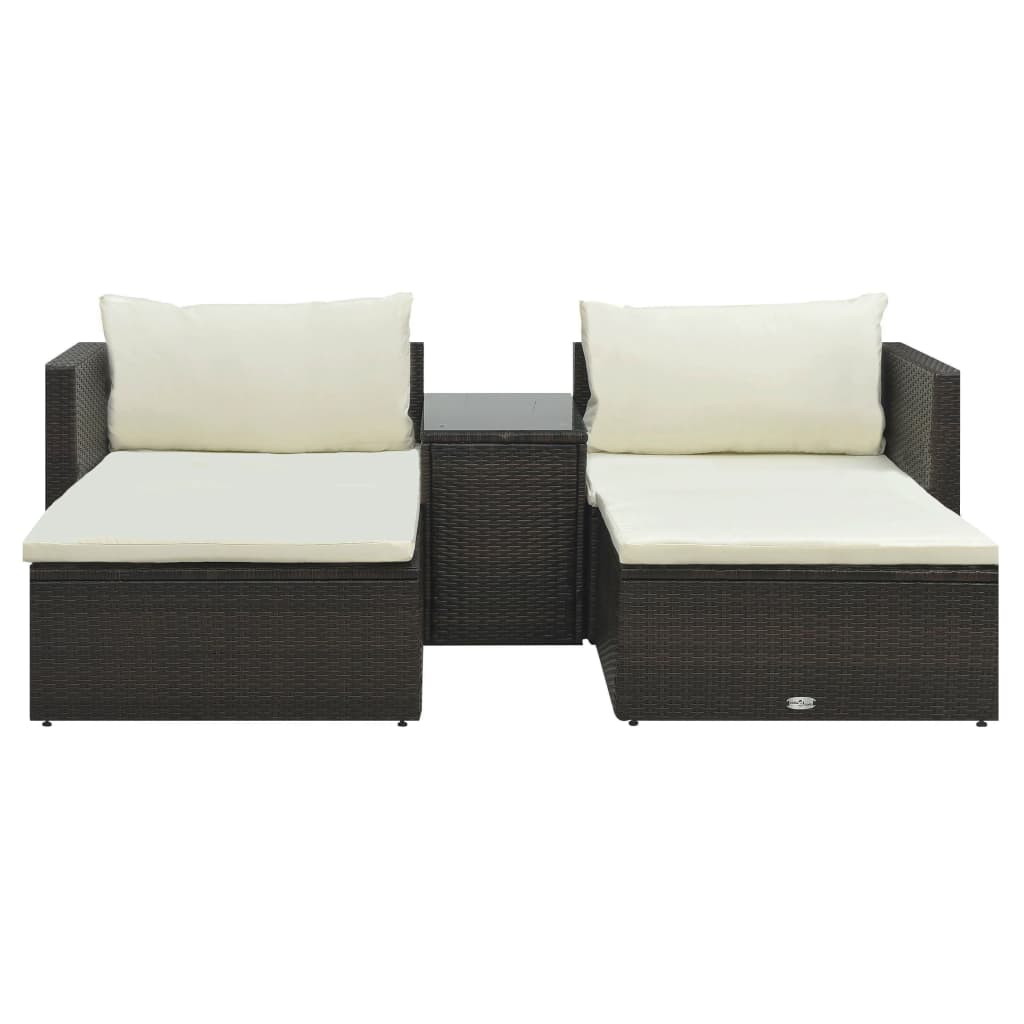 5-delige Loungeset met kussens poly rattan