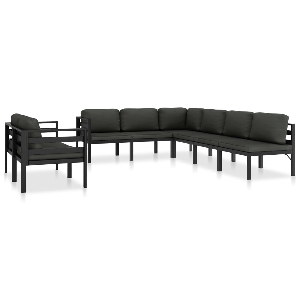 Ensemble Lounge 10 pièces avec coussins en aluminium, anthracite