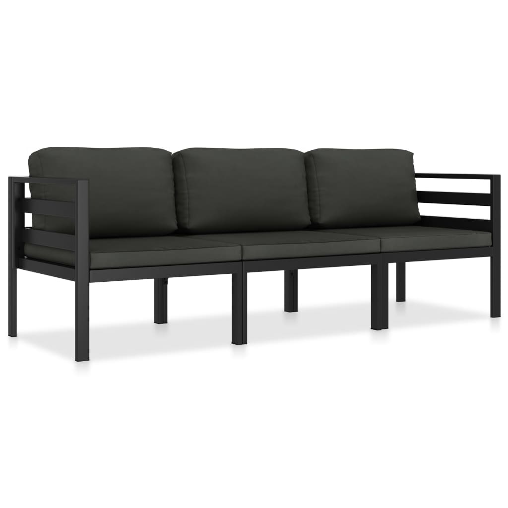 Ensemble Lounge 3 pièces avec coussins en aluminium anthracite