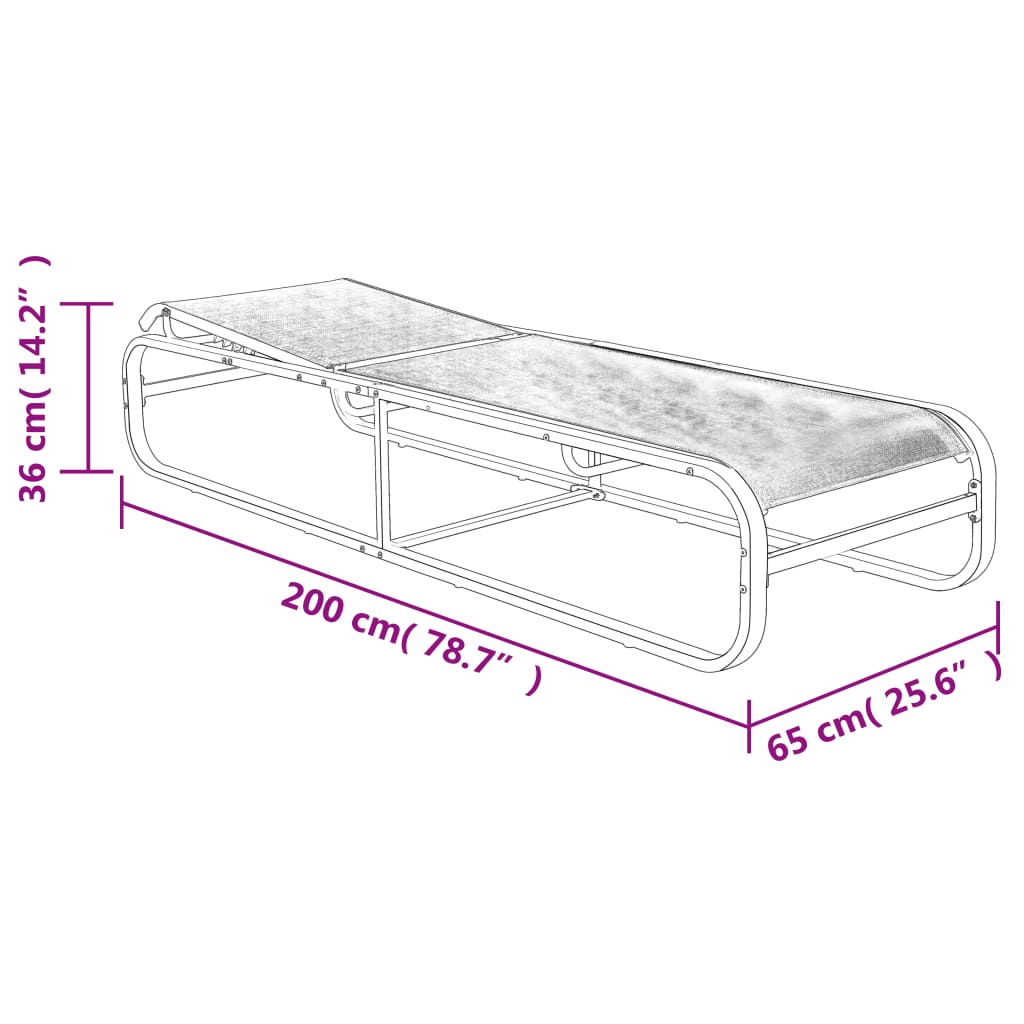 Chaises longues 2 pcs avec table textilène et aluminium