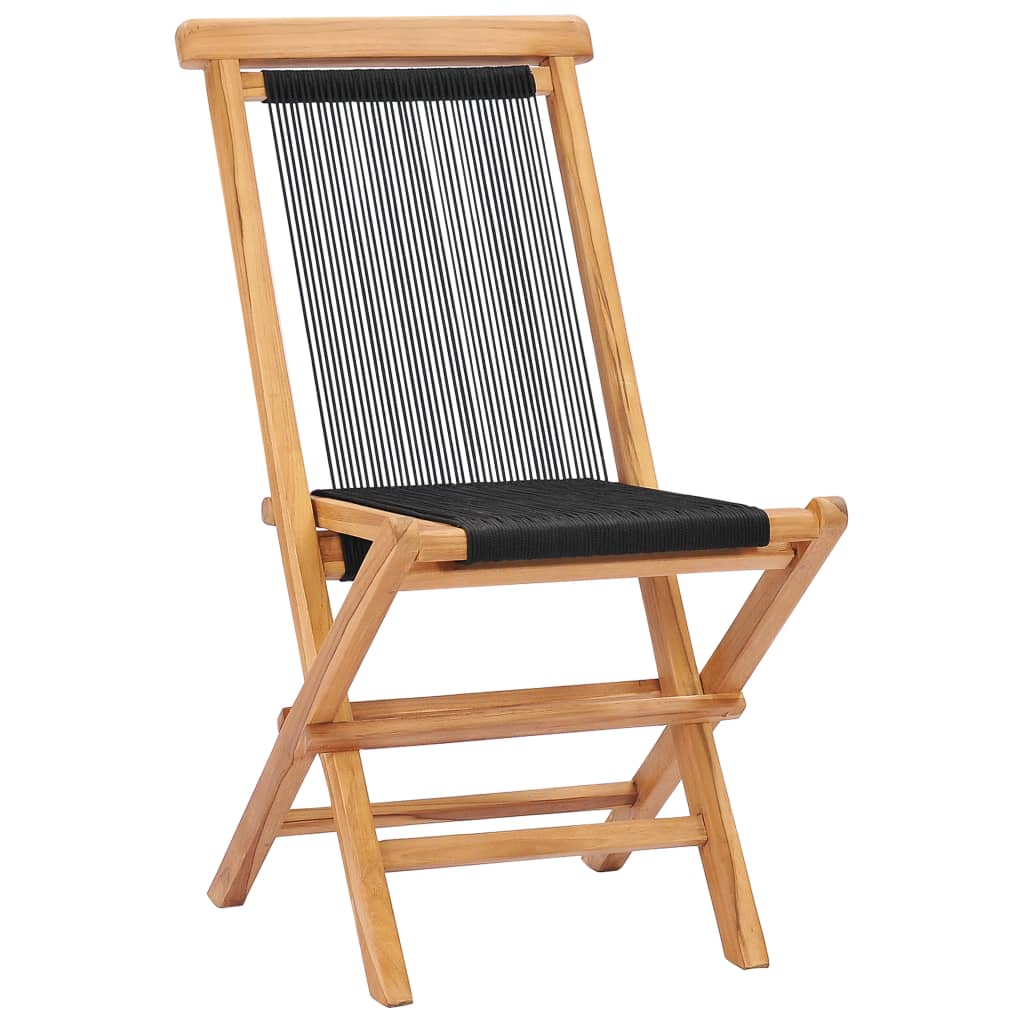 Chaises de jardin pliantes 2 pcs bois de teck massif et corde