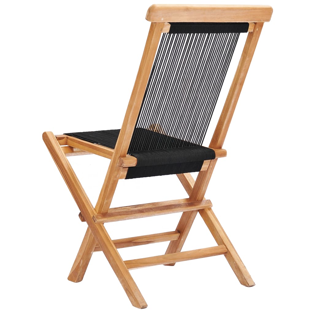 Chaises de jardin pliantes 2 pcs bois de teck massif et corde