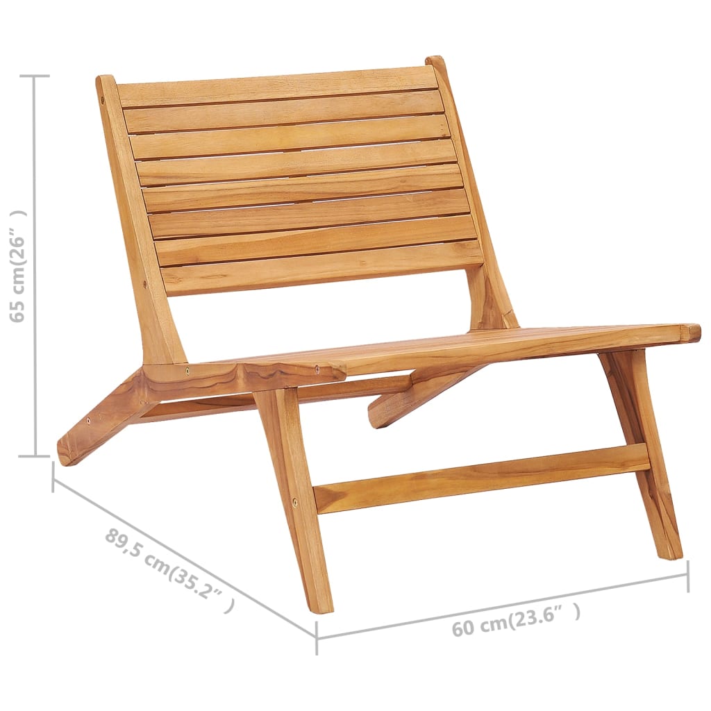 Chaise de jardin avec repose-pieds en teck massif