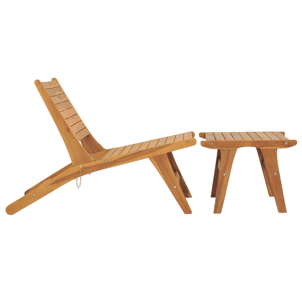 Chaise de jardin avec repose-pieds en teck massif