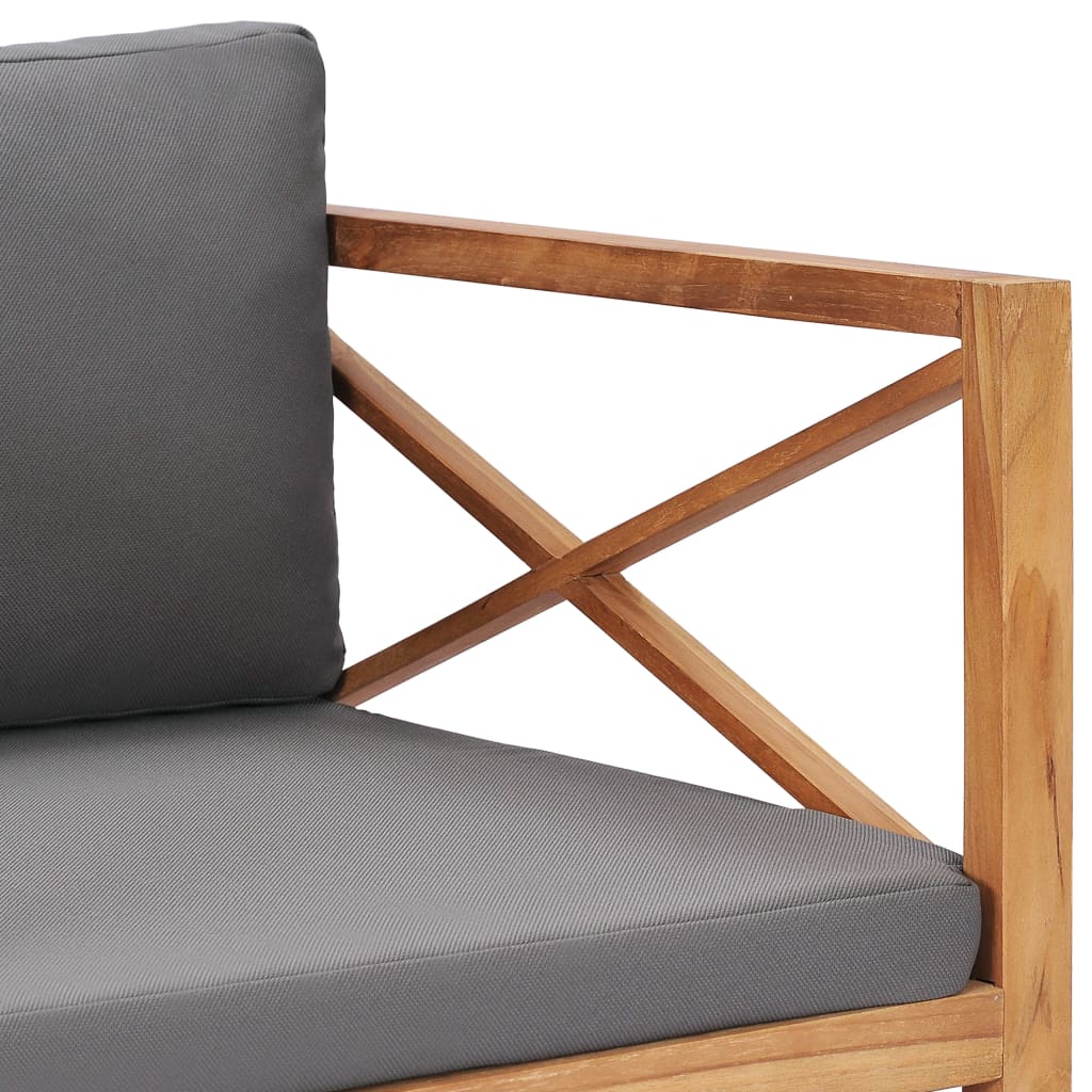 Chaise de jardin avec coussins couleur crème en bois de teck massif