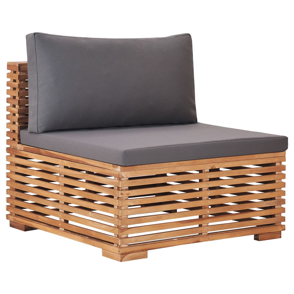 Table de jardin et repose pieds avec coussin en teck