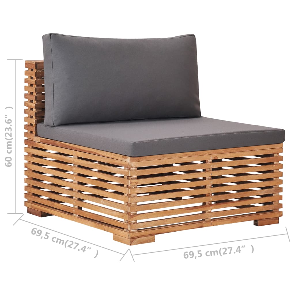 Table de jardin et repose pieds avec coussin en teck