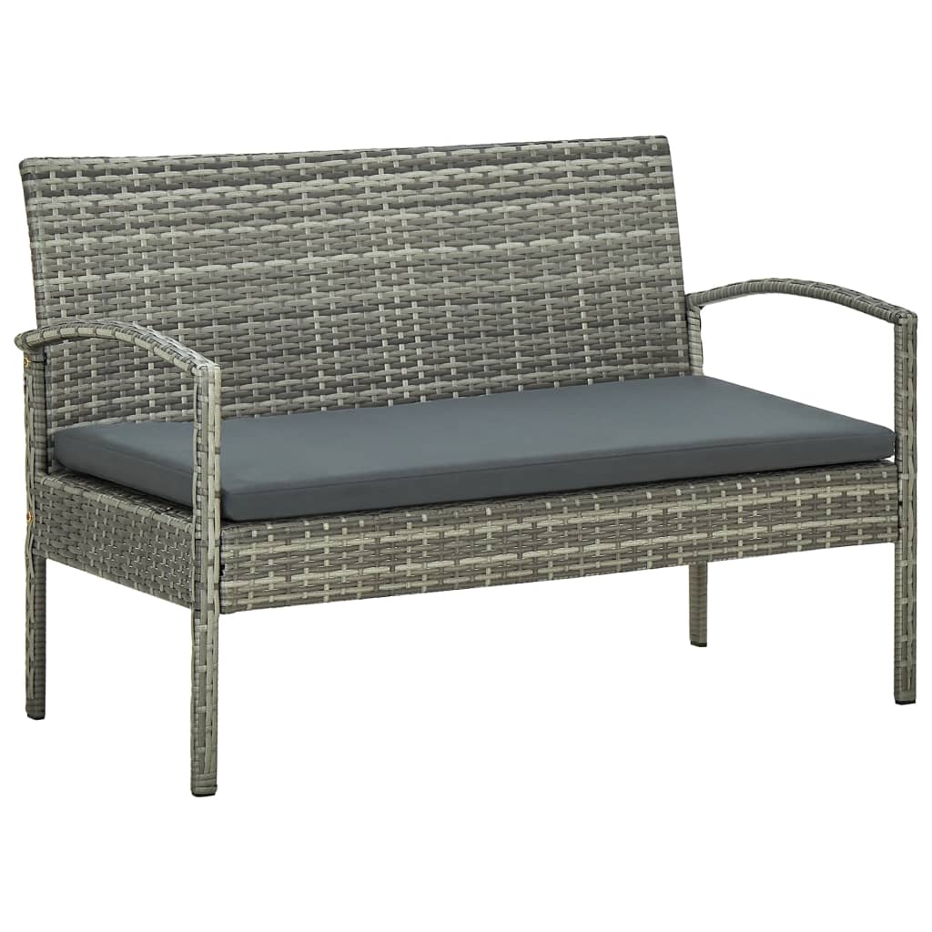 4-delige Loungeset met kussens poly rattan