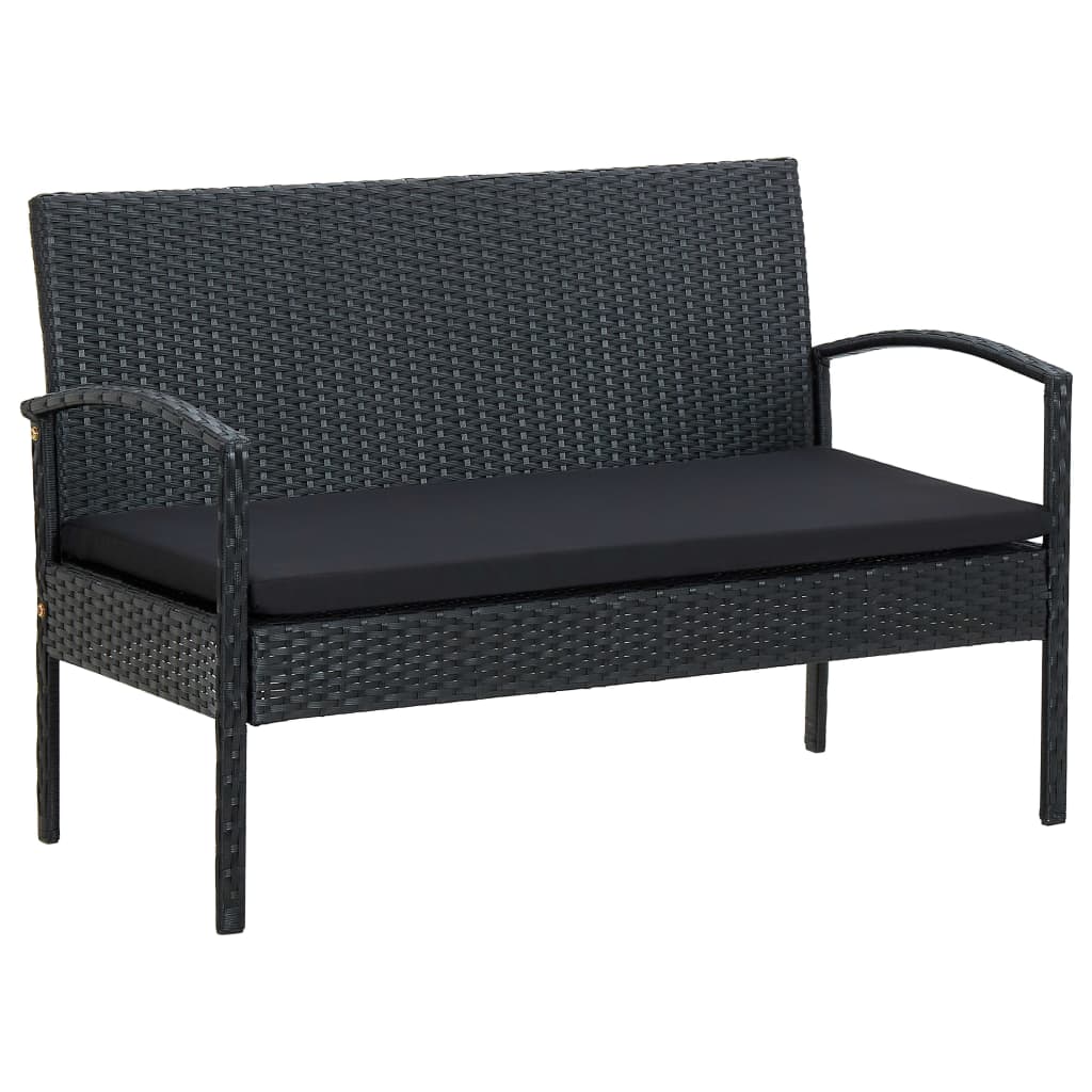 4-delige Loungeset met kussens poly rattan