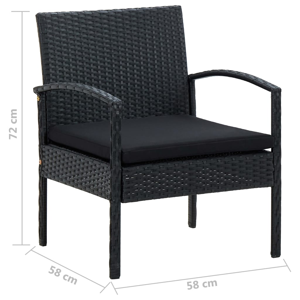 4-delige Loungeset met kussens poly rattan