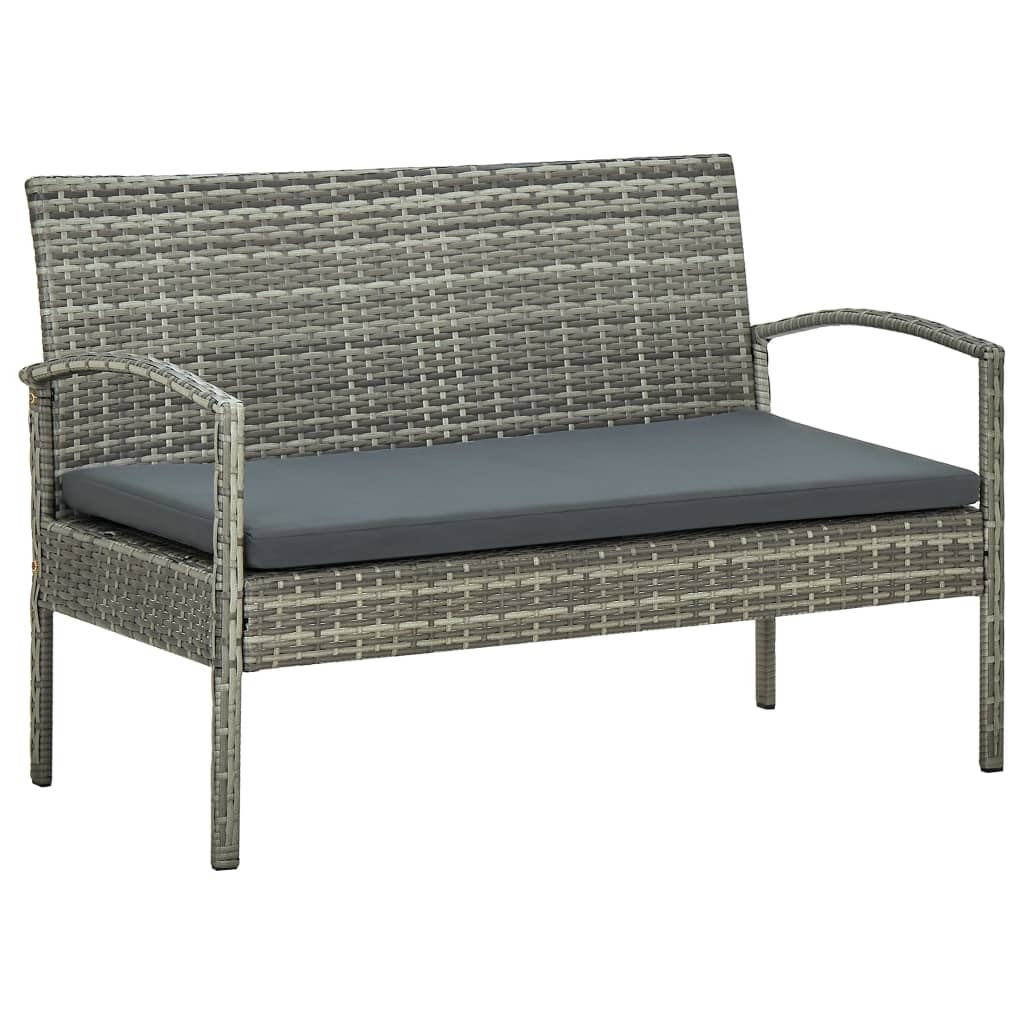 5-delige Loungeset met kussens poly rattan