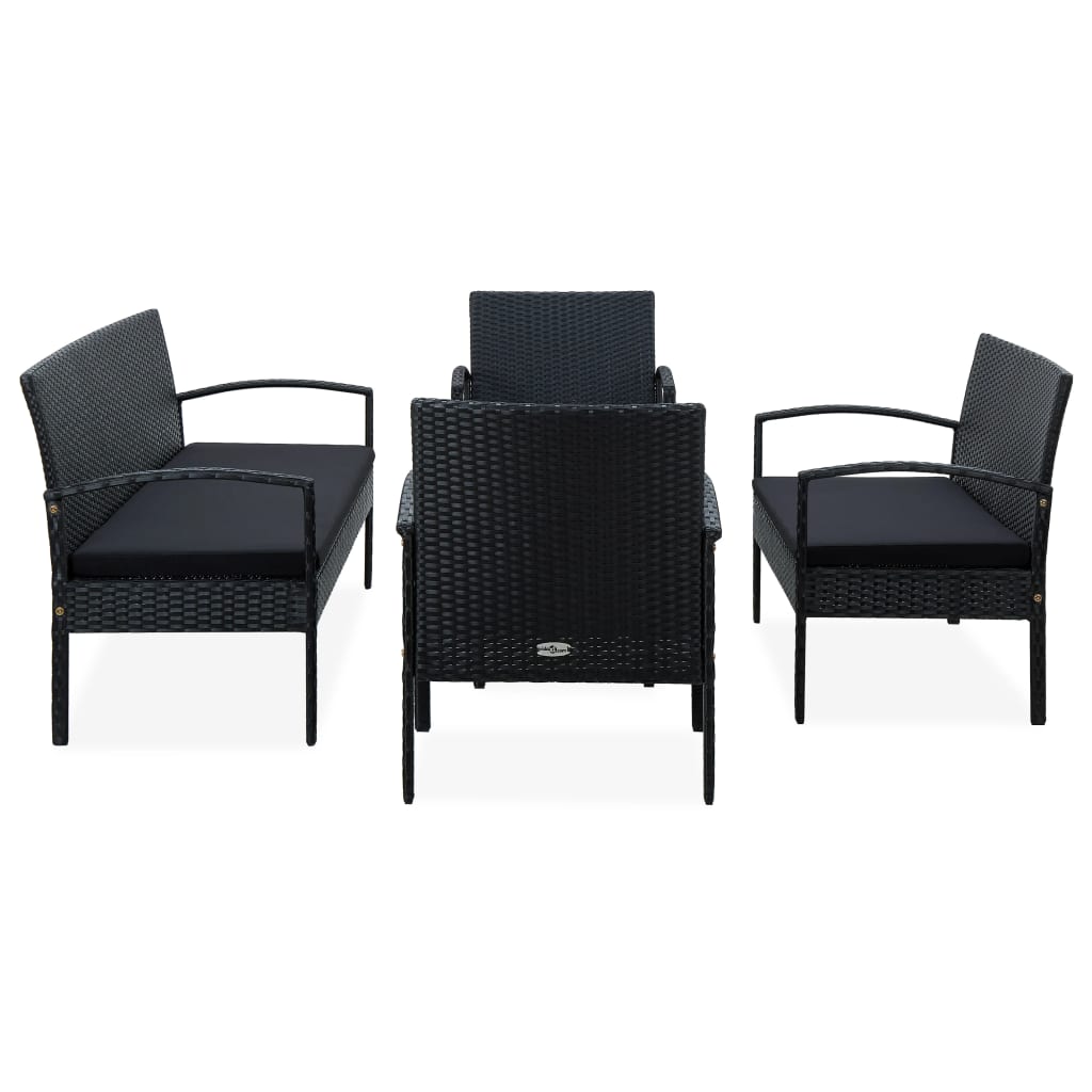 5-delige Loungeset met kussens poly rattan