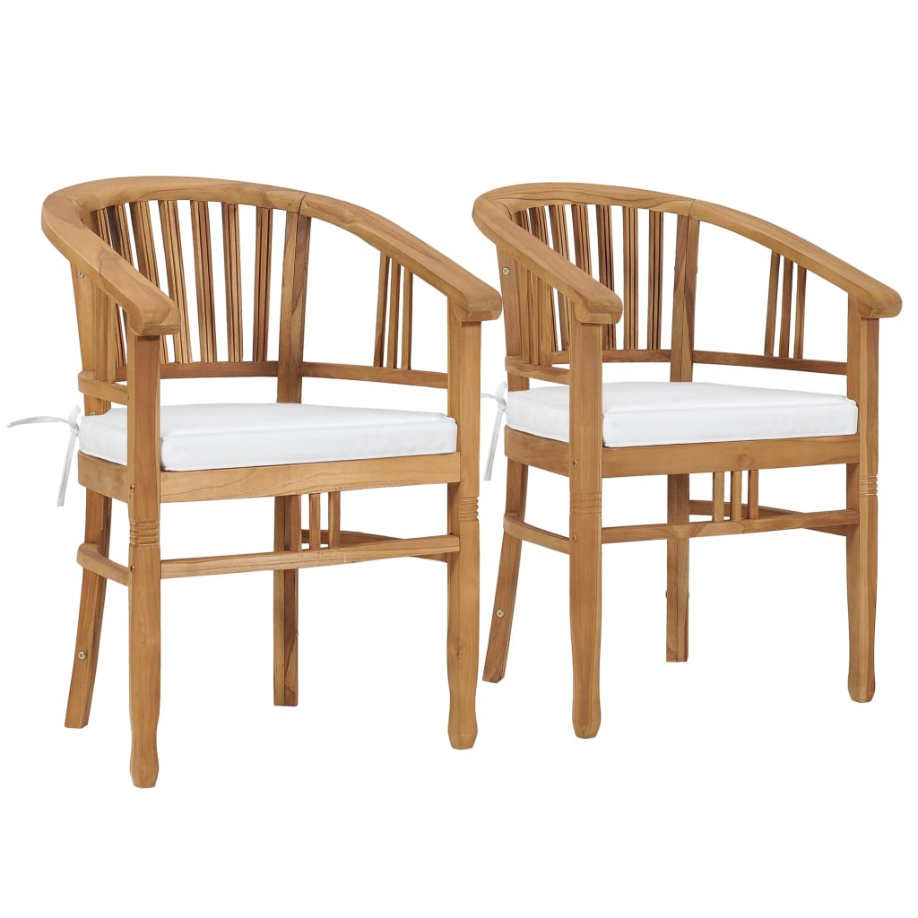 Chaises de jardin 2 pcs avec coussins en teck massif