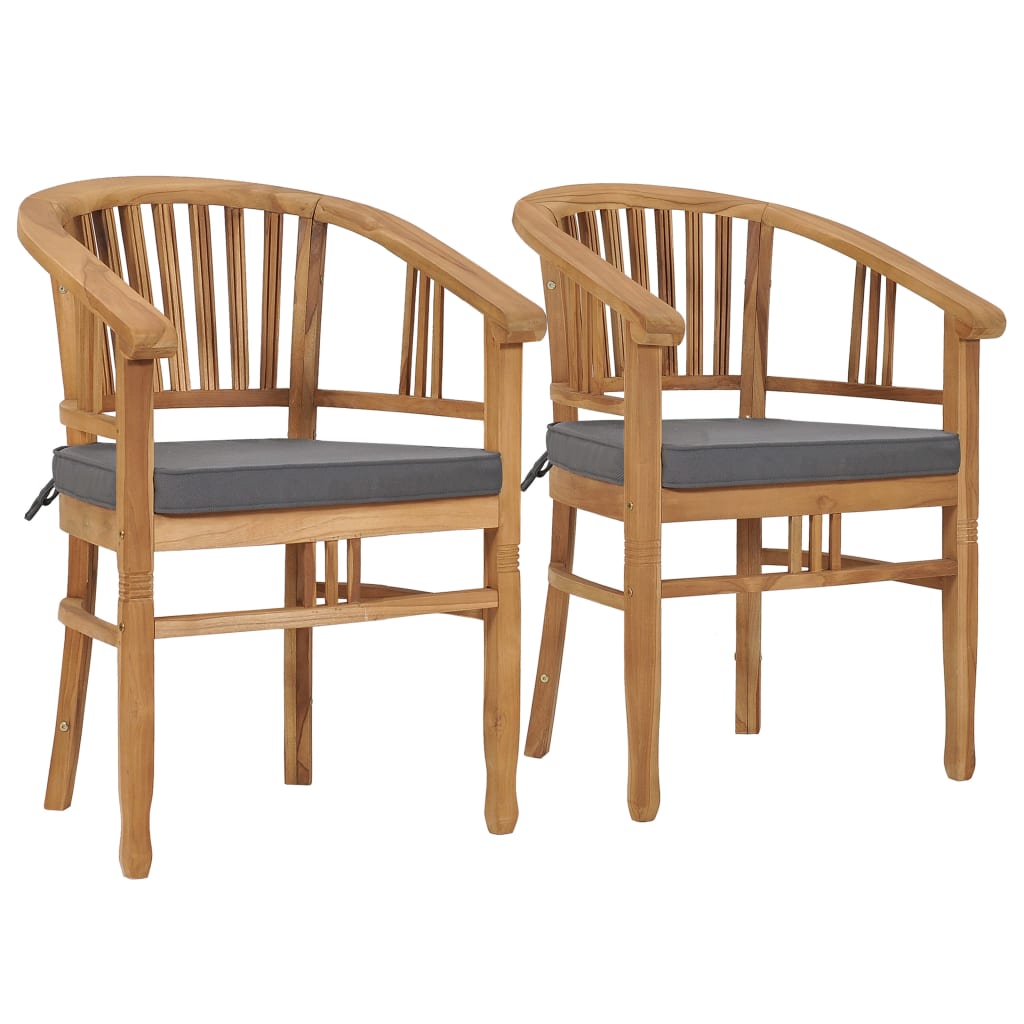 Chaises de jardin 2 pcs avec coussins en teck massif