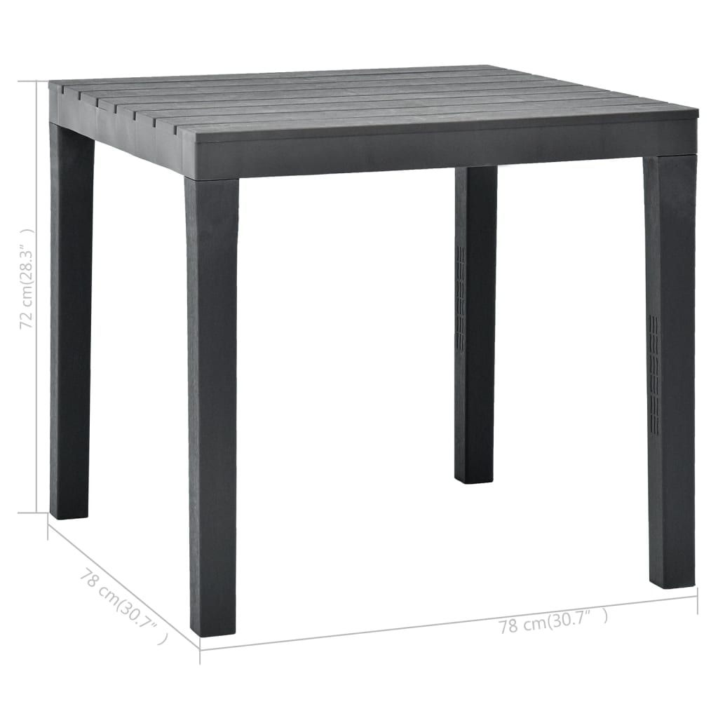 Table de jardin 78x78x72 cm en plastique