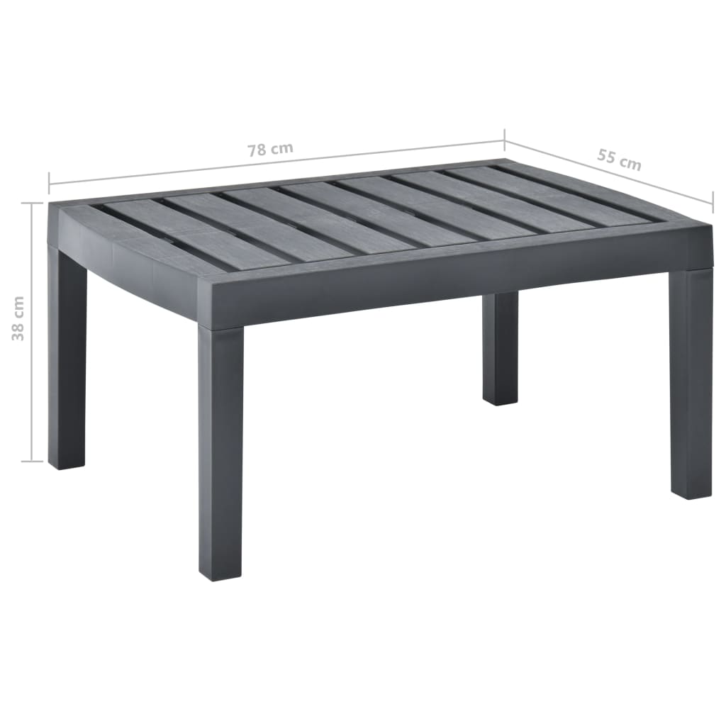 Table de jardin 78x55x38 cm plastique, anthracite