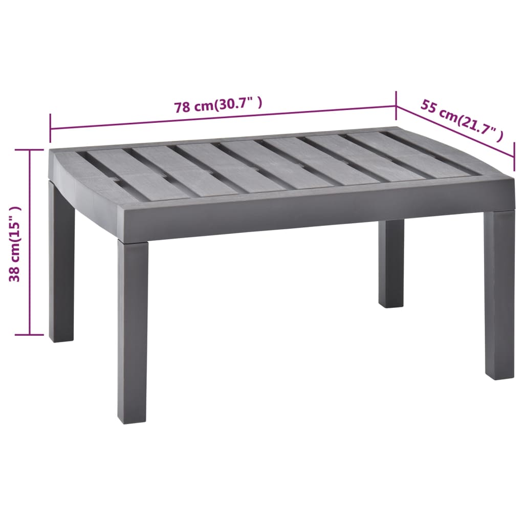 Table de jardin 78x55x38 cm plastique, anthracite