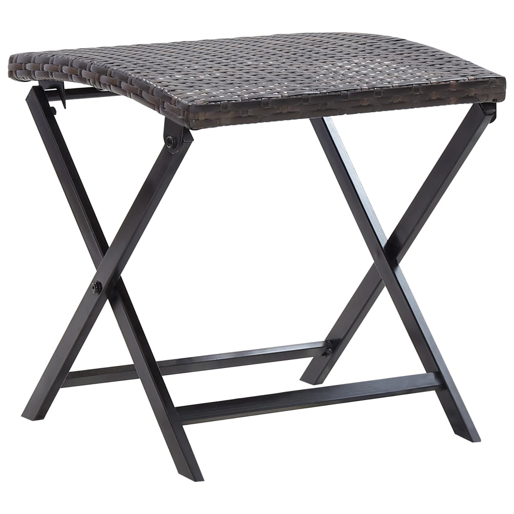 Tabouret pliable en poly rotin marron