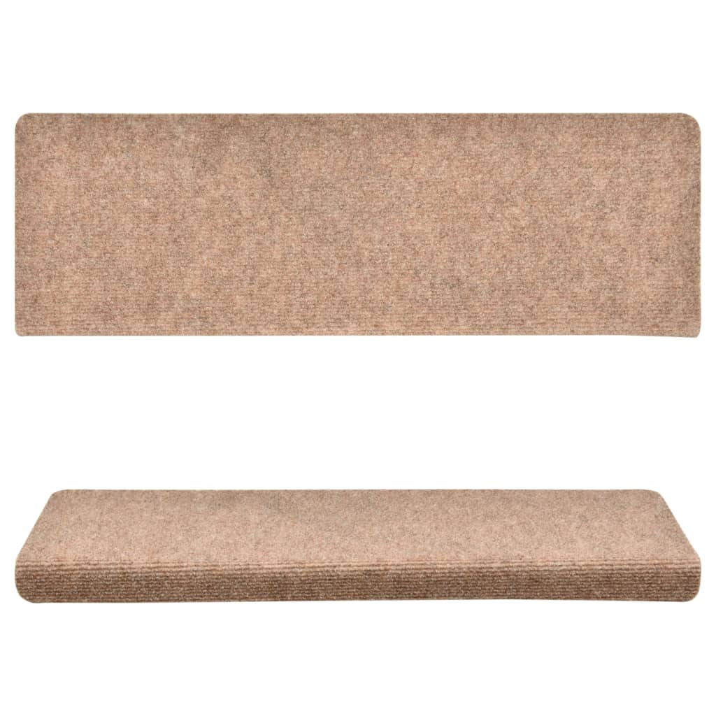 Tapis d'escalier 15 pcs 65x21x4 cm feutre aiguilleté