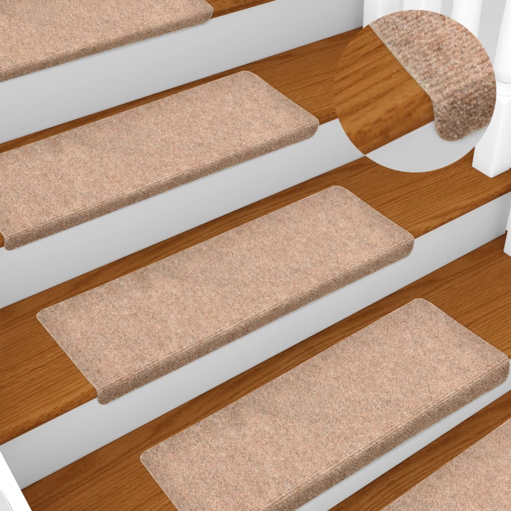 Tapis d'escalier 15 pcs 65x21x4 cm feutre aiguilleté