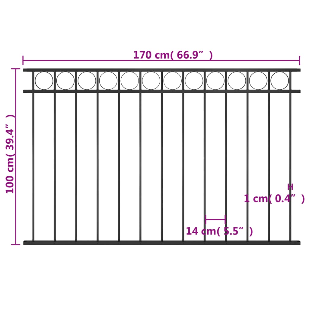 Schuttingpaneel 1,7x1,5 m staal zwart