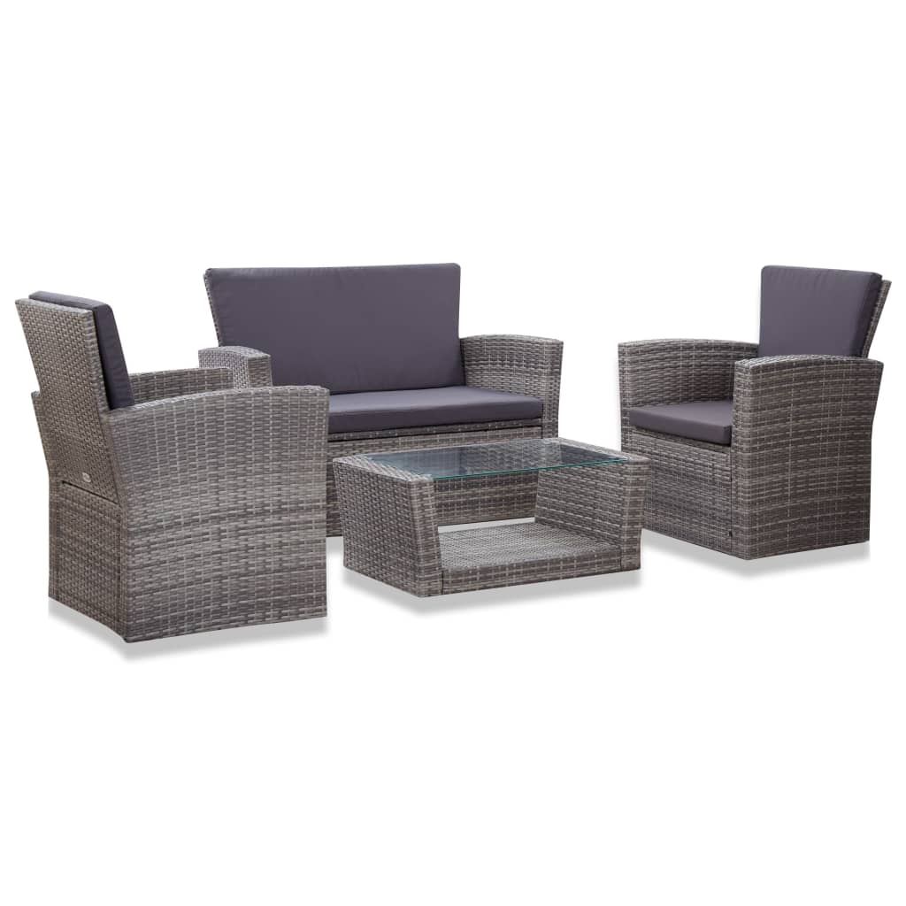 16-delige Loungeset met kussens poly rattan