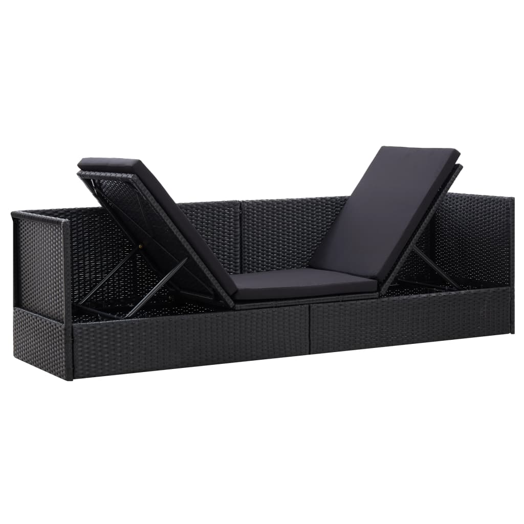 Tuinbed met kussens poly rattan