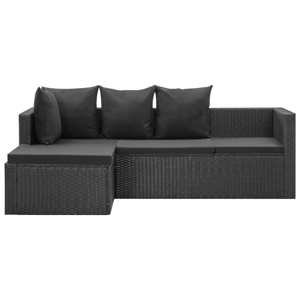 4-delige Loungeset met kussens poly rattan