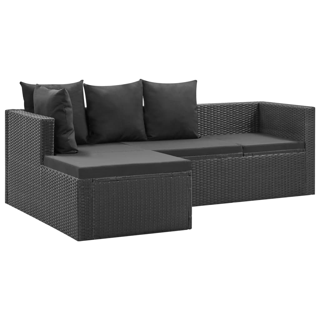 4-delige Loungeset met kussens poly rattan